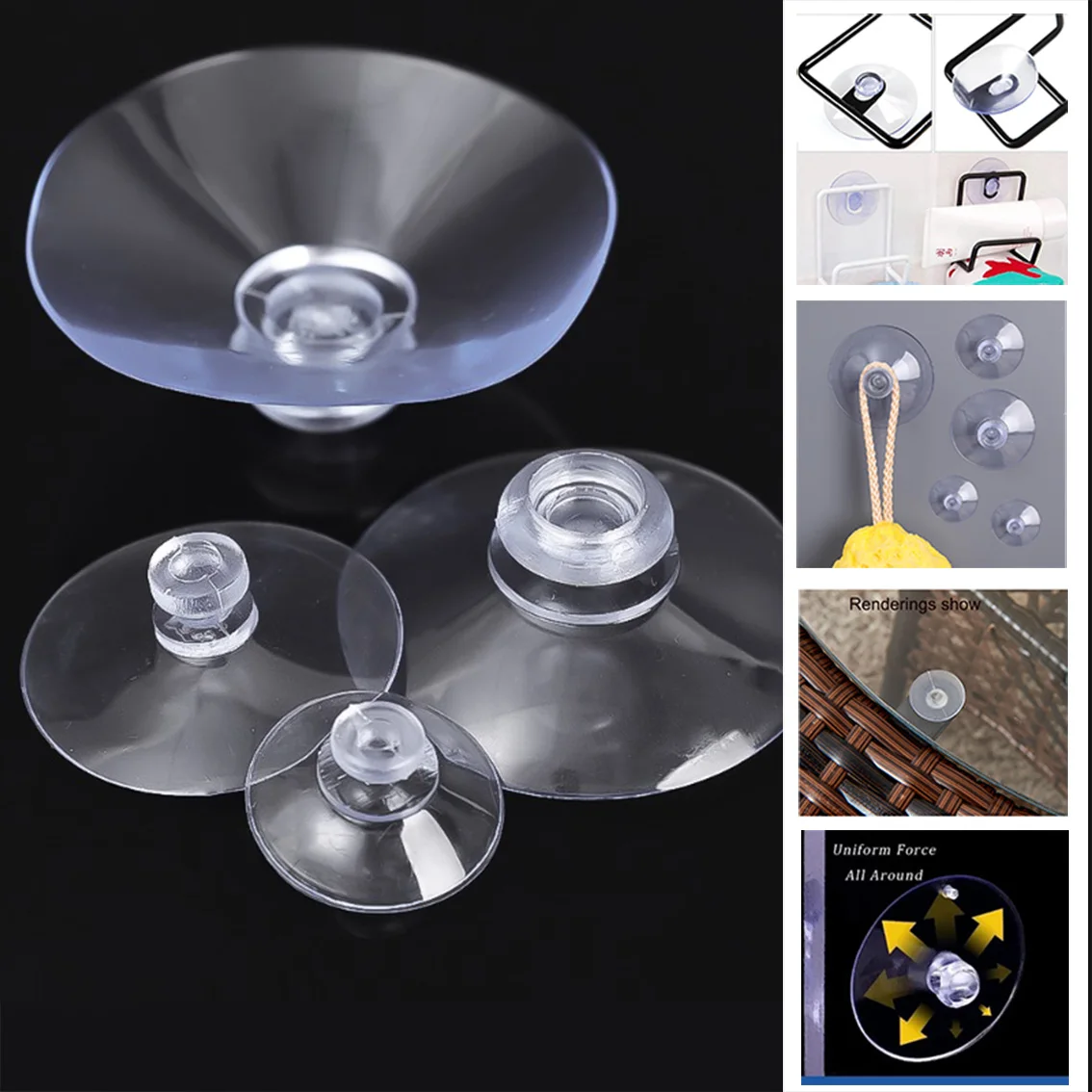 Transparent PVC Suction Cup 18mm 20mm 30mm No punching required Reusable Strong Adsorption Hook Holders M6 M8 Thread Suction Cup