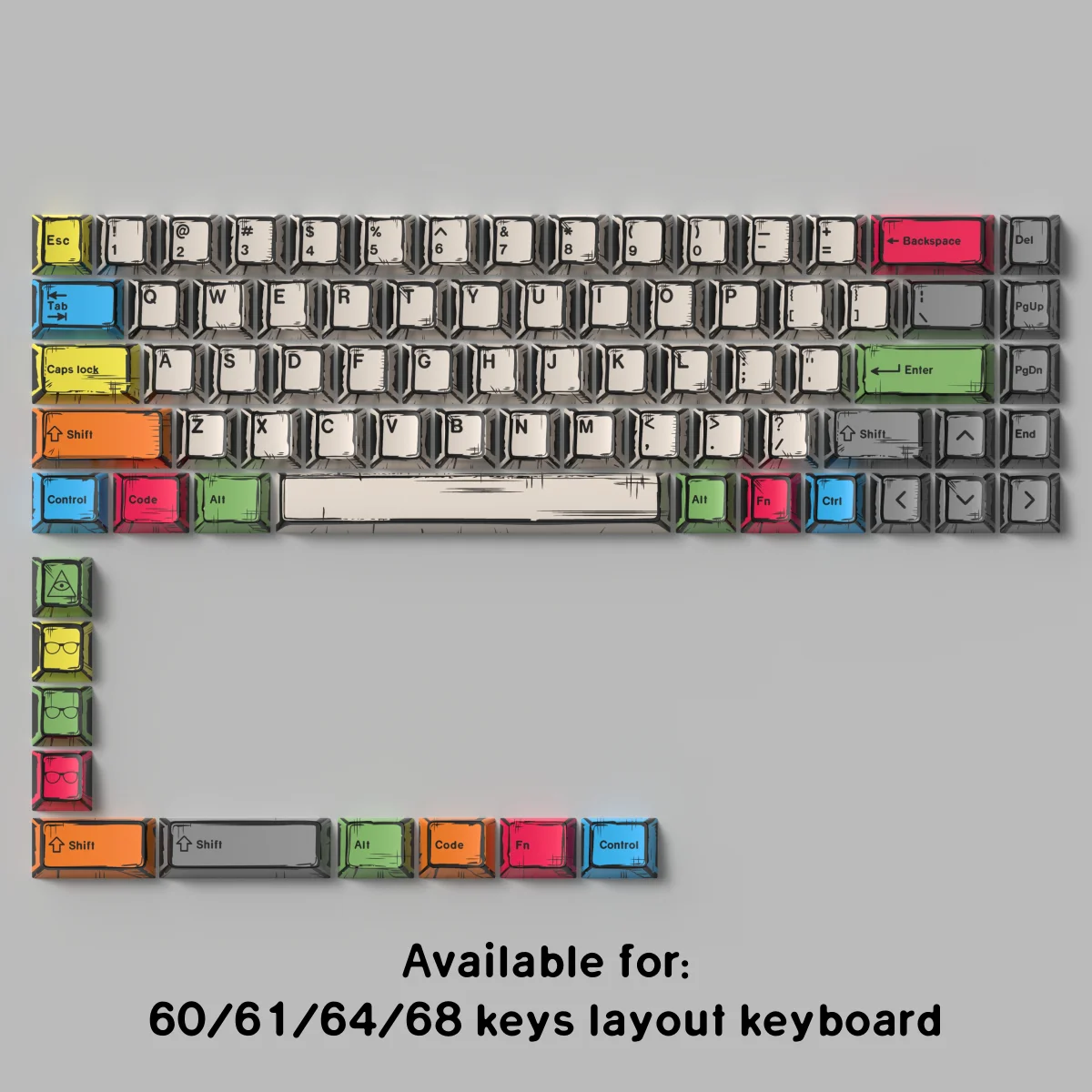 Cherry PBT Keycaps For MAD68 MAD60 Wooting 60HE+ Magnetic Keyboard 61 64 68 Keys Mechanical Keyboard Dye Sub Keycap Custom DIY