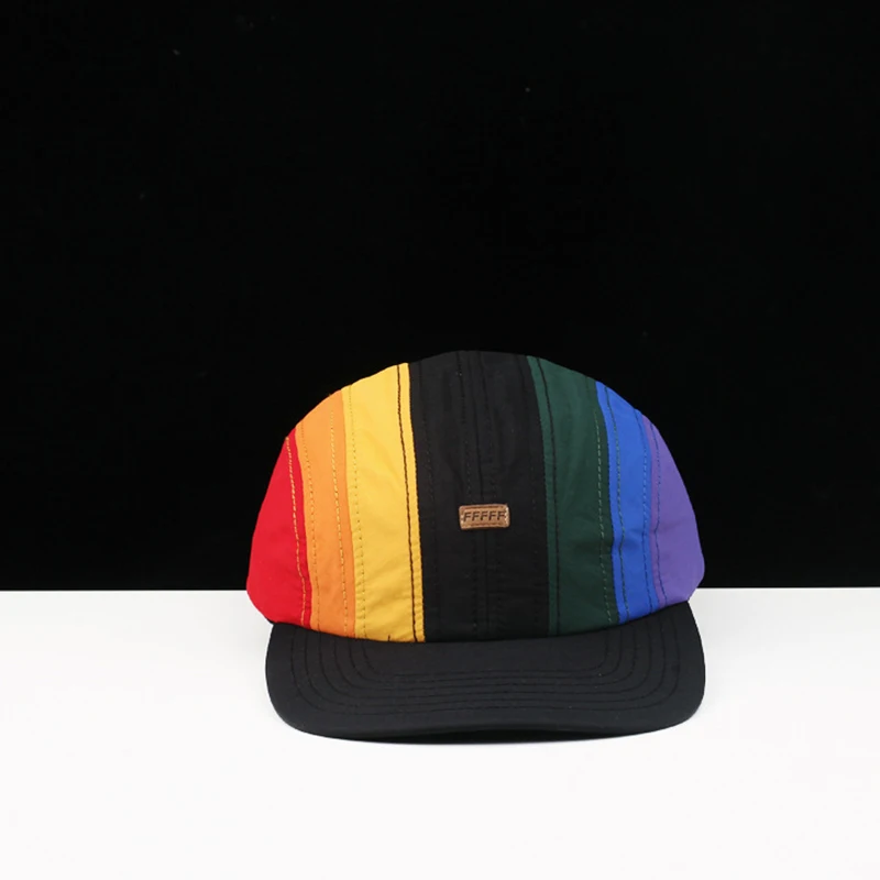 Korean Style Color Gradient Rainbow Baseball Cap Four Seasons Hip Hop Drawstring Peaked Cap Sunscreen Breathable Snapback Hat