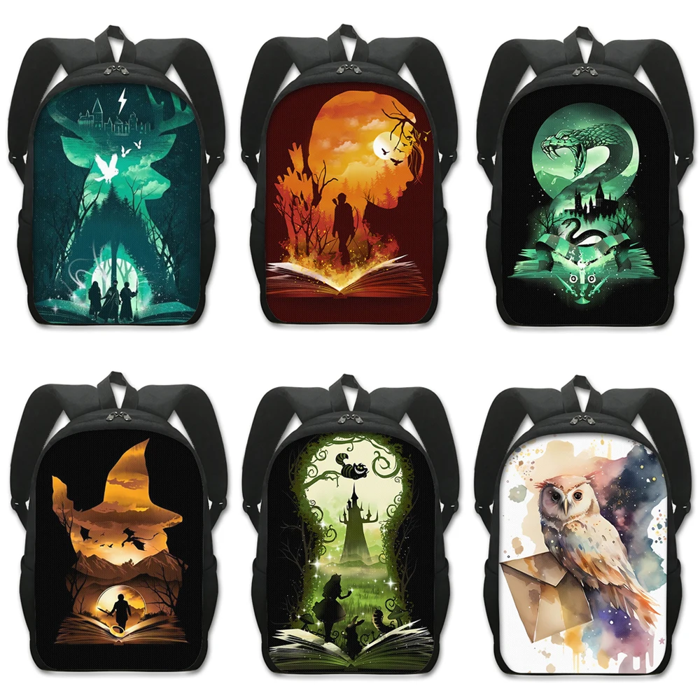 Fantasy Fiction Character Backpack for Teenager Dragon Owl Rucksack Children School Bags Magic School Book Bag Laptop Backpacks