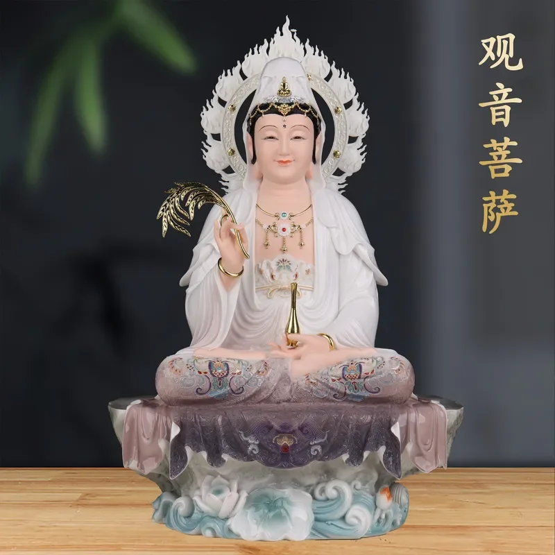 Imitation porcelain Avalokitesvara Bodhisattva Buddha statue, home lotus, Nanhai Avalokitesvara Bodhisattva statue, ornaments