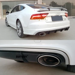A7 Rear Bumper Lip Diffuser With Exhaust Muffler Pipe for Audi A7 Standard Bumper 2009-2018 RS7 Style