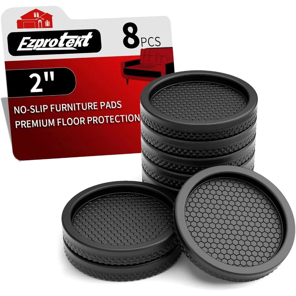 

2 Non-Slip Furniture Pads for Hardwood Floors, 8 Pcs Anti-Slip Round Black Rubber Bed Stoppers to Prevent Sliding, Fur