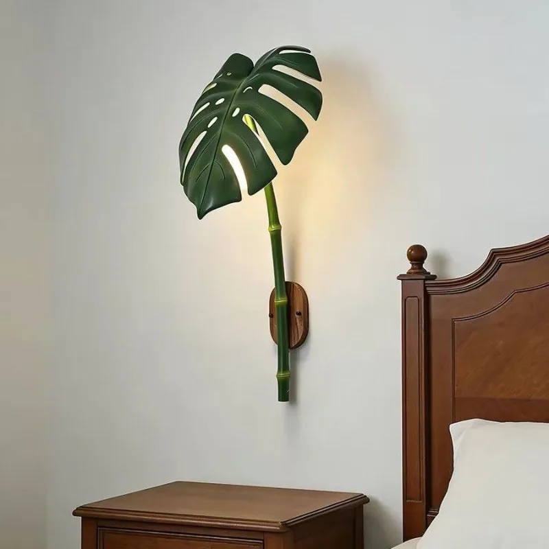 Modern Bamboo Leaf Wall Lamp Villa Courtyard Lamp Waterproof Corridor Exterior Wall Garden Balcony Landscape Lighting Fixture