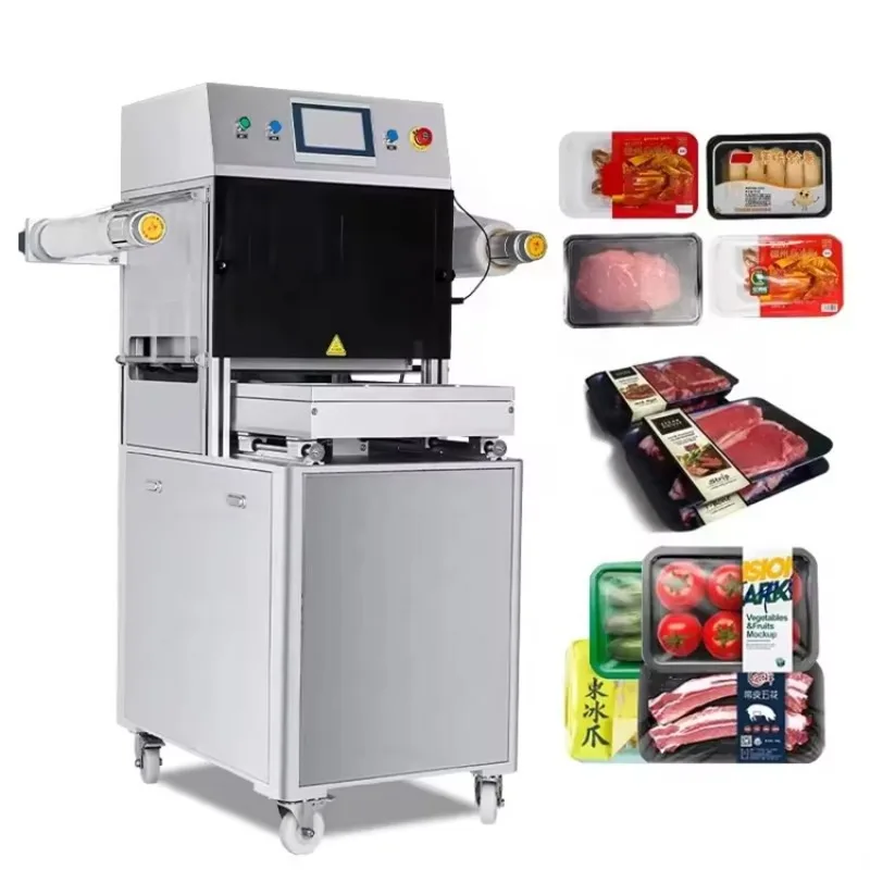 Vertical Modified Atmosphere Preservation Packaging Machine Automatic Nitrogen Flushing MAP Sealer for Takeaway Food Boxes