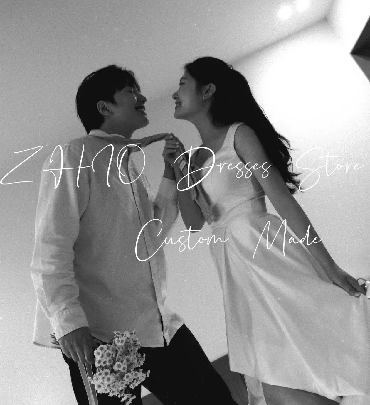 Zhi vestido de festa de casamento simples, alto e baixo, alças espaguete, cetim marfim, sessão de fotos coreana, vestido de recepção de noiva personalizado