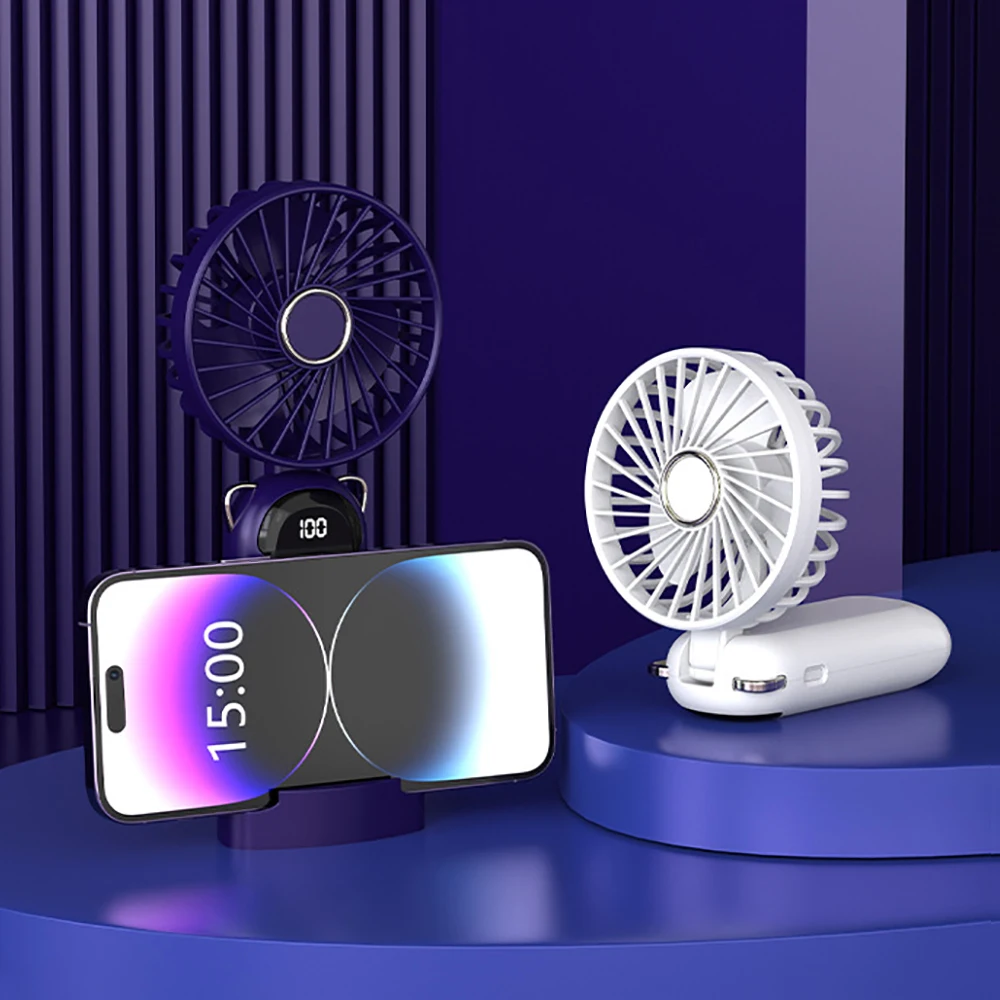 Ventilador portátil de pescoço com aroma, 1500mAh, recarregável por USB, ventilador elétrico para viagem ao ar livre, mini ventilador com cabo sem fio e display LCD