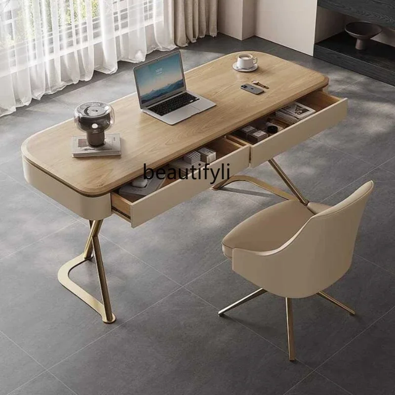 Modern simple ash wood solid wood desk home computer desk design sense