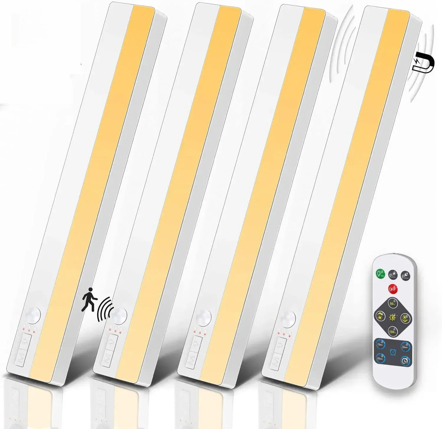 

Беспроводная светодиодная ночная лампа-полоска с датчиком движения, USB-перезаряжаемая, с таймером и пультом ДУ для освещения спальни и прикроватной зоны