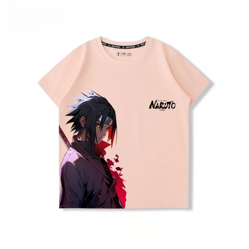 New Trendy Children's T-shirt with Pure Cotton Naruto Anime Naruto Sasuke Hinata Peripheral Printed Parent-child Outfit T-shirt