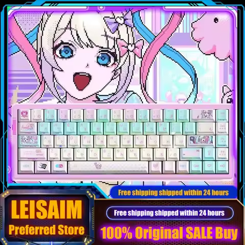 Anime Cute Keycaps Needy Streamer Overload Rain Themed Mechanical Keyboard PBT Custom Keycap PC Gaming Keyboard Accessories Gift