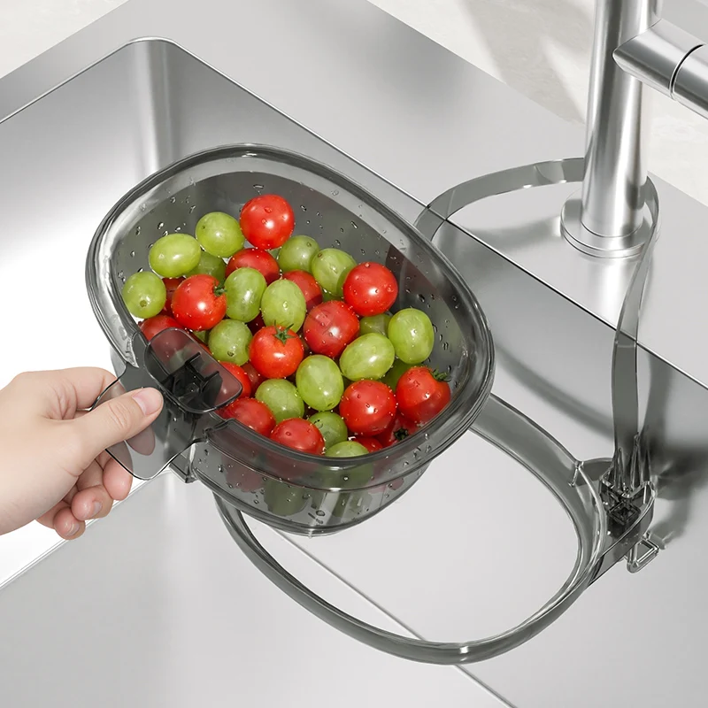 Sink Hanging Drain Basket Kitchen Vegetable Hanging Washing Drain Rack Food Storage Basket Household Cleaning Trash Filter