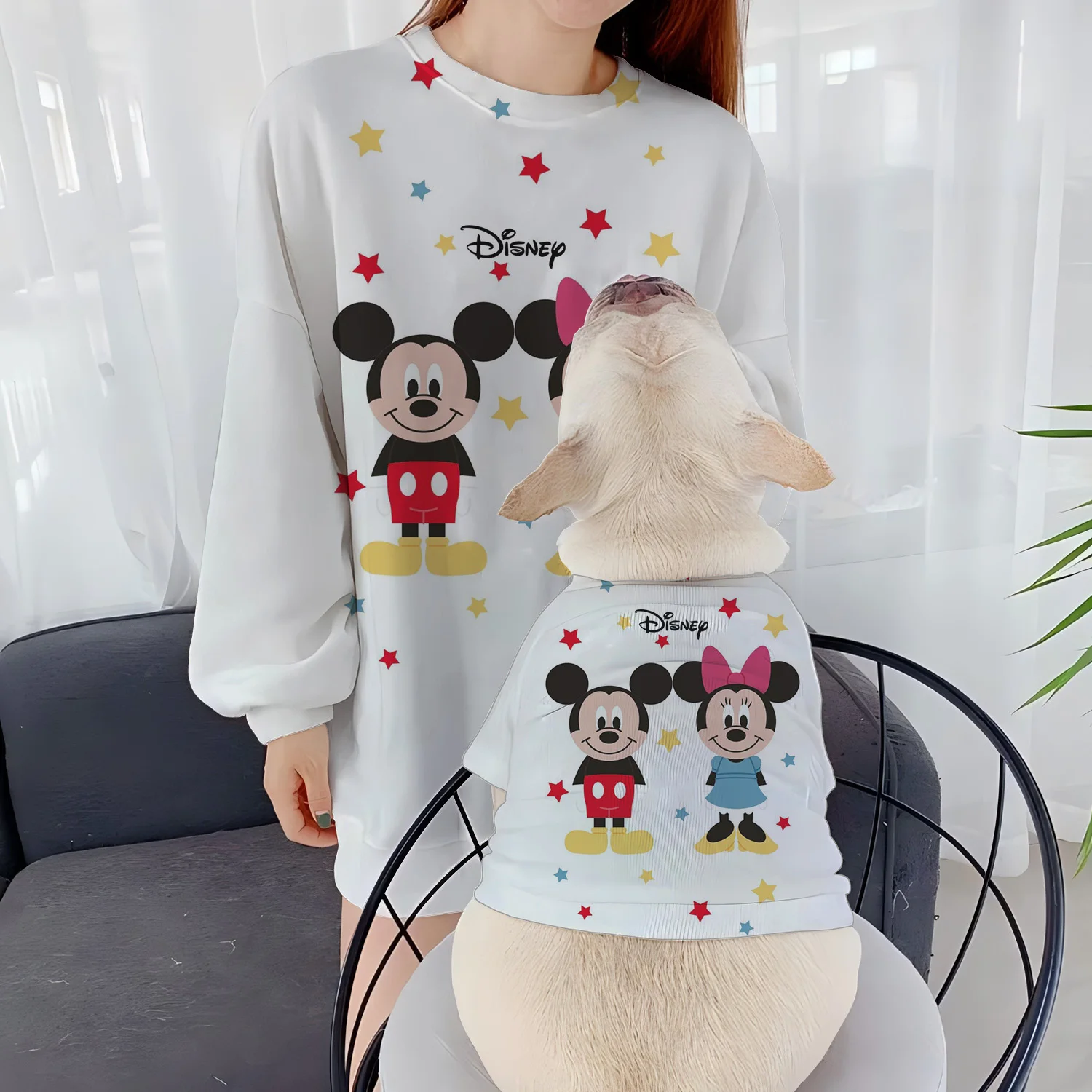 

Casual Sweatshirts Women's Clothing Autumn Winter Puppy Clothes Parent-Child Long Sleeve Minnie Mouse Round Neck Pet Dog Disney