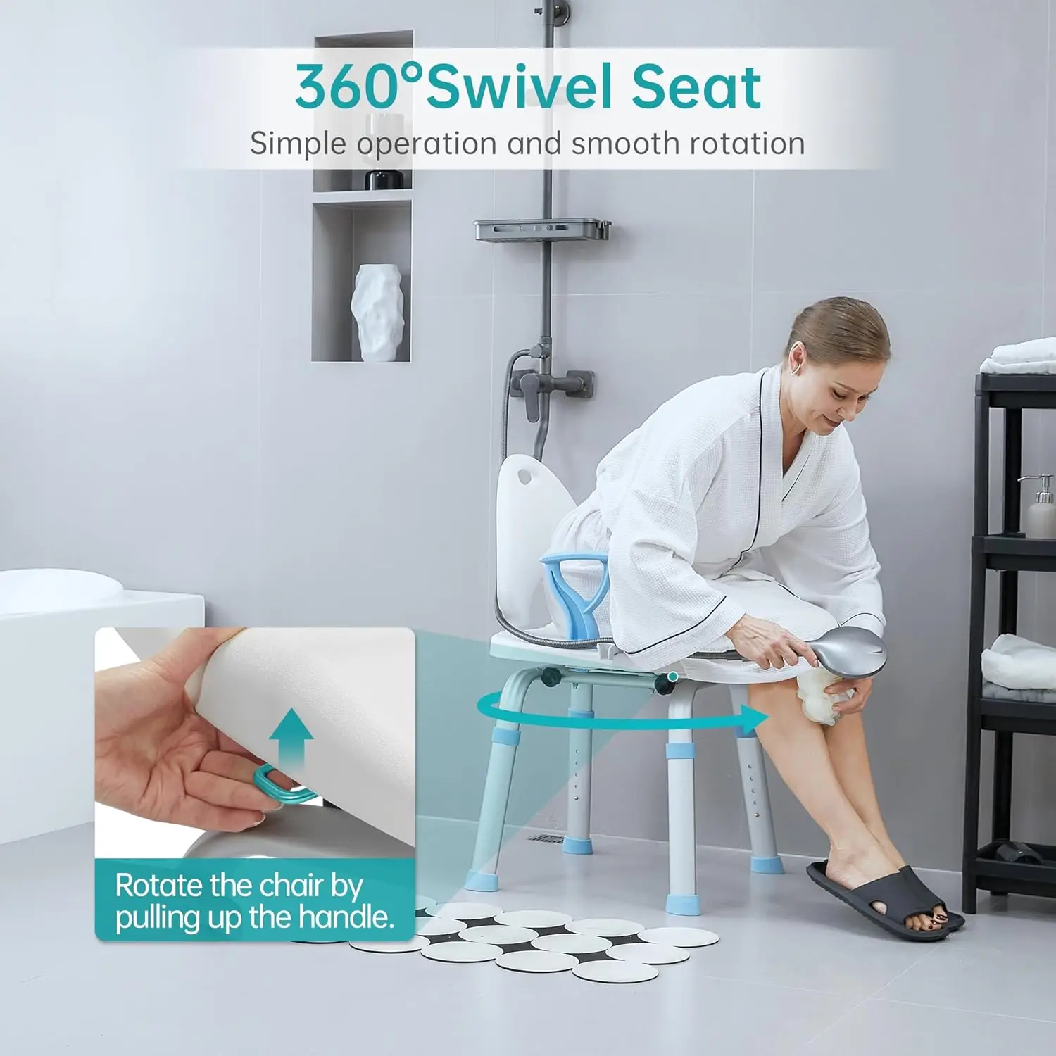 Swivel Shower Chair 450 Lbs, Heavy Duty Pivoting Bath Chair And Medical Grade Rotating Shower Seat For Inside Shower