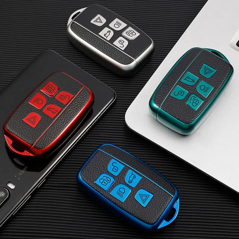 Leather TPU Car Key Cover Case Shell Holder for Land Rover Range Rover Sport Evoque Freelander2 for Jaguar XF XJ XJL XE C-X16