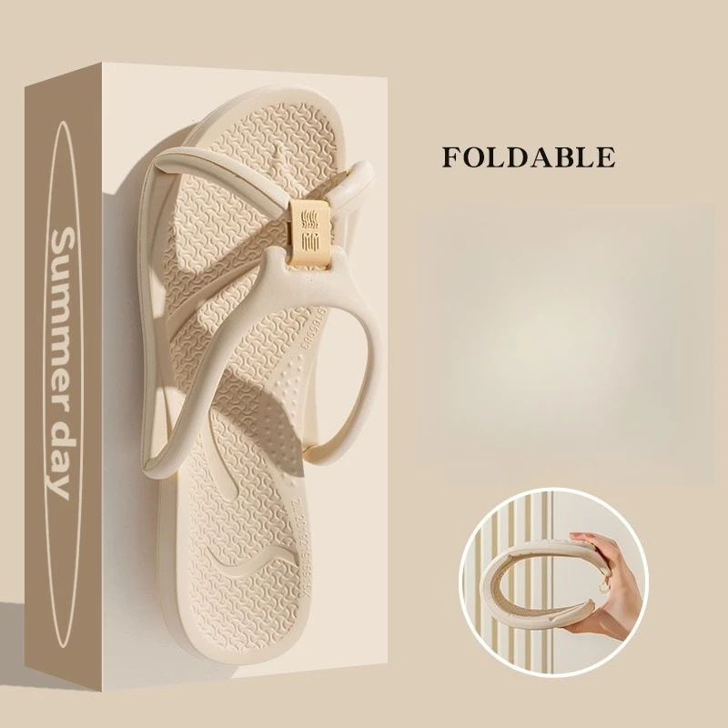 2026 Summer New Foldable Slippers Women's Business Trip Portable Hotel Travel Non-slip Couple Slippers Multi-color Optional