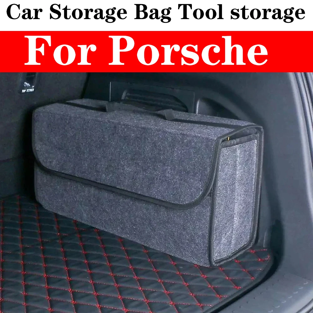 

Large Anti Slip Compartment Boot Storage Organizer Tool Car Storage Bag Car Trunk Organizer Soft Felt Storage Box For Porsche