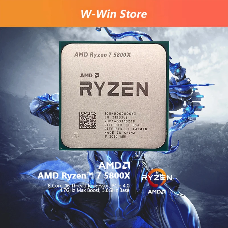 AMD Ryzen 7 5800X R7 5800X 3.8 GHz Eight-Core sixteen-Thread 105W CPU Processor L3=32M 100-000000063 Socket AM4 No Fan