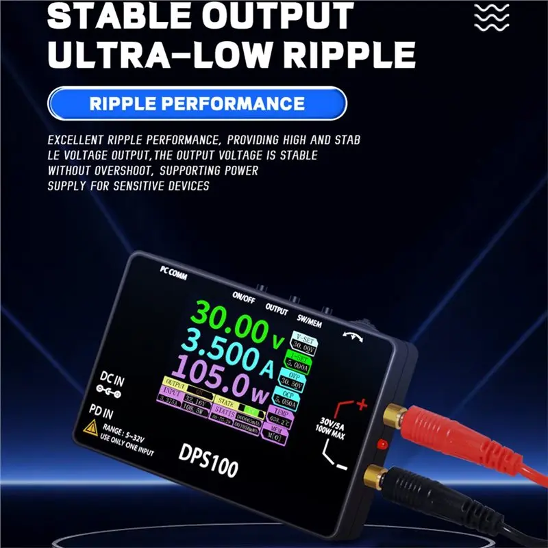 Y22A-Portable Digital Adjustable Power Supply DPS100 100W 30V 5A Multiple Protection Low Temperature Wave