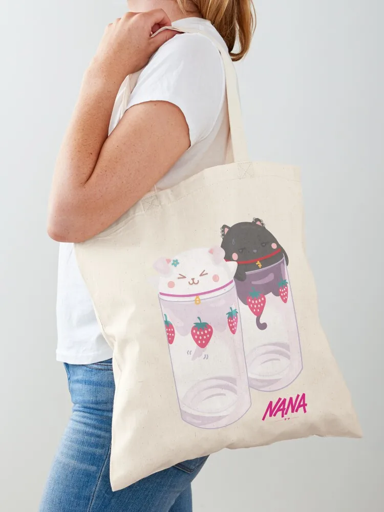 

Nana & Hachi - Strawberry glasses Tote Bag Portable shopping bag personalized tote Women's handbag Women bags