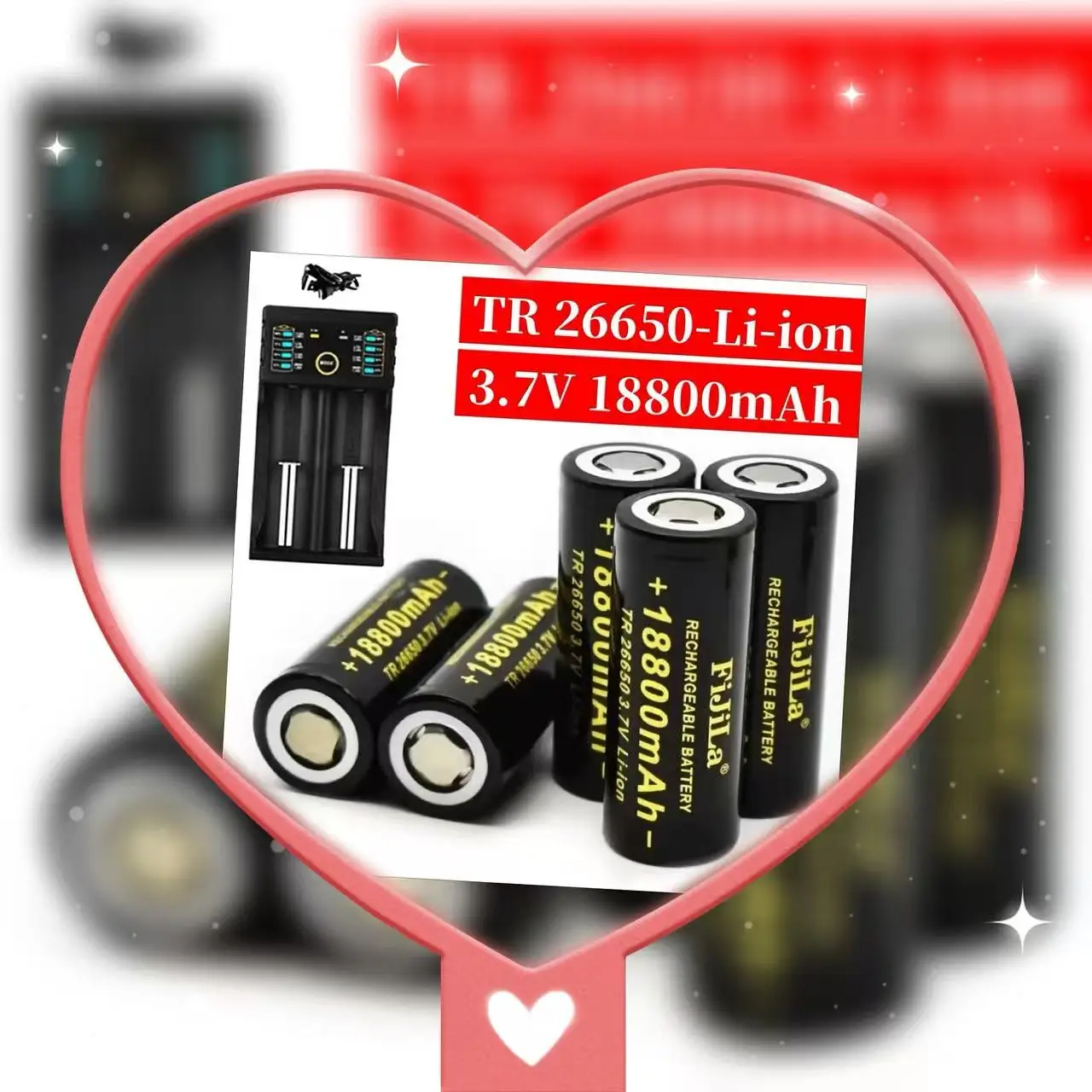 

26650 battery 18800mAh 3.7 V 50A lithium ion battery for 26650 LED flashlight + charger