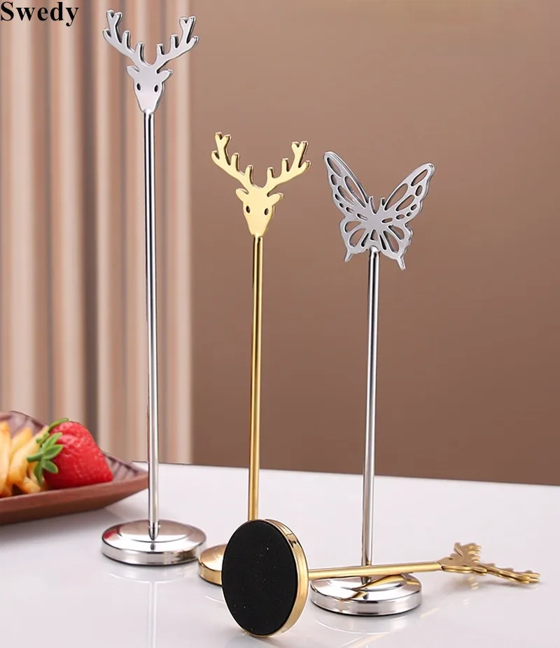 5 Pieces Stainless Table Place Card Holder Wedding Table Number Holder Stand Wire Picture Photo Holder Menu Recipe Memo Clips