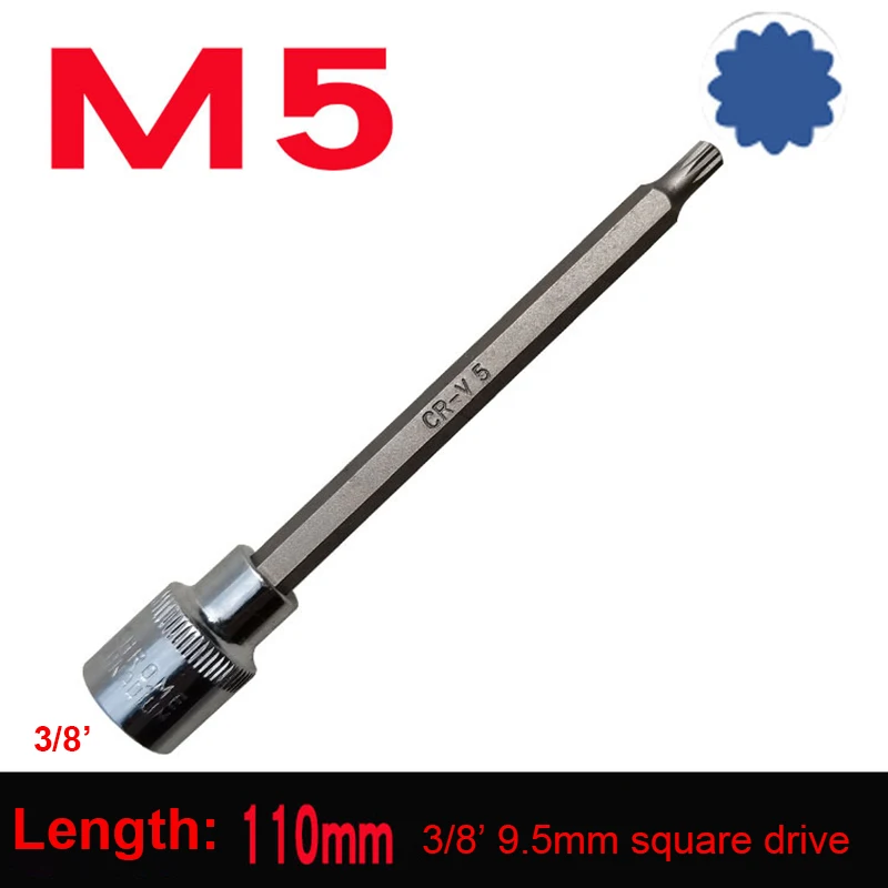 7 pz/set 110mm lunghezza 3/8 "Drive S2 In Lega Torx Cacciavite Bit Set 12 Punti MM Scanalato Bit Set M4 M5 M6 M7 M8 M9 M10 strumenti