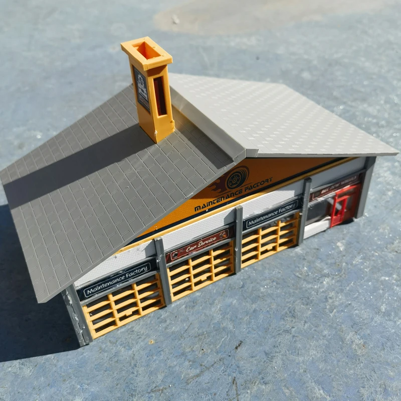 1/87 Ho Scale Architectural Model Garage Miniature Model Gas Station Buliding Decoration Scale Model Train Railway Layout