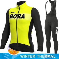 Cycling Man Clothing Laser Cut Maillot Winter Thermal Pants UCI BORA Jersey Costume for Men's Bike Clothes Suit Bib Outfit Set