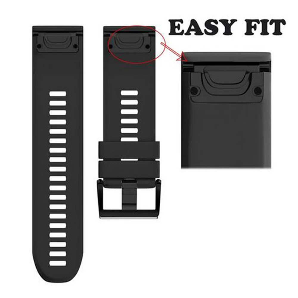 22 26mm QuickFit Silicone Bracelet Strap For Garmin Fenix 7X 7 Pro 51 47mm 6X 6Pro Solar 5 5X Plus MARQ Mk2i Mk2 Smart Watchband