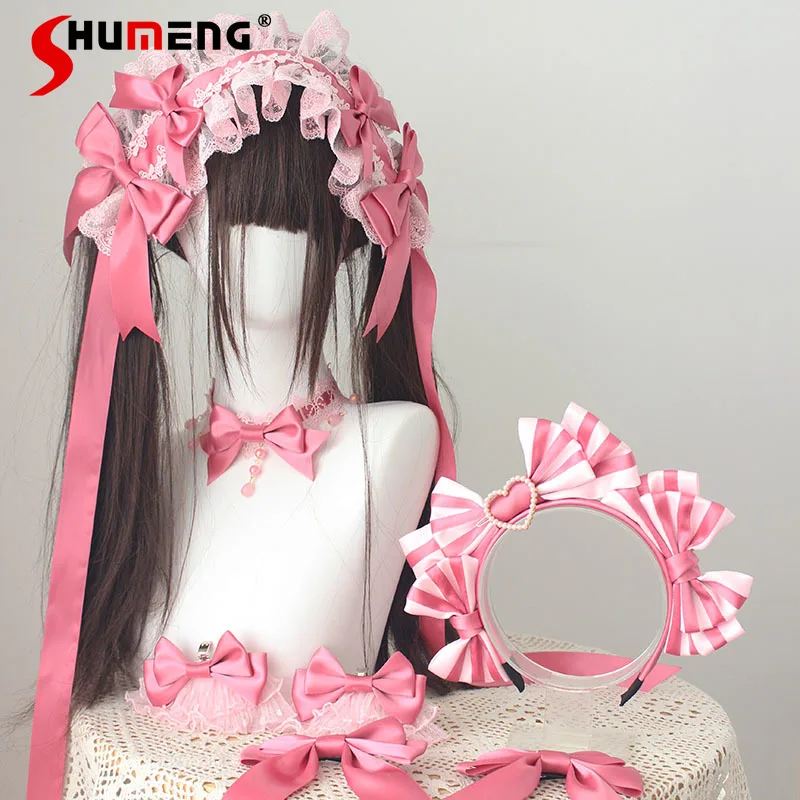 

Sweet Cute Elegant Handmade Lolita Hair Accessories Lace Bow Cute KC Headband Kawaii Hairbands Hair Side Clips Women Headwears