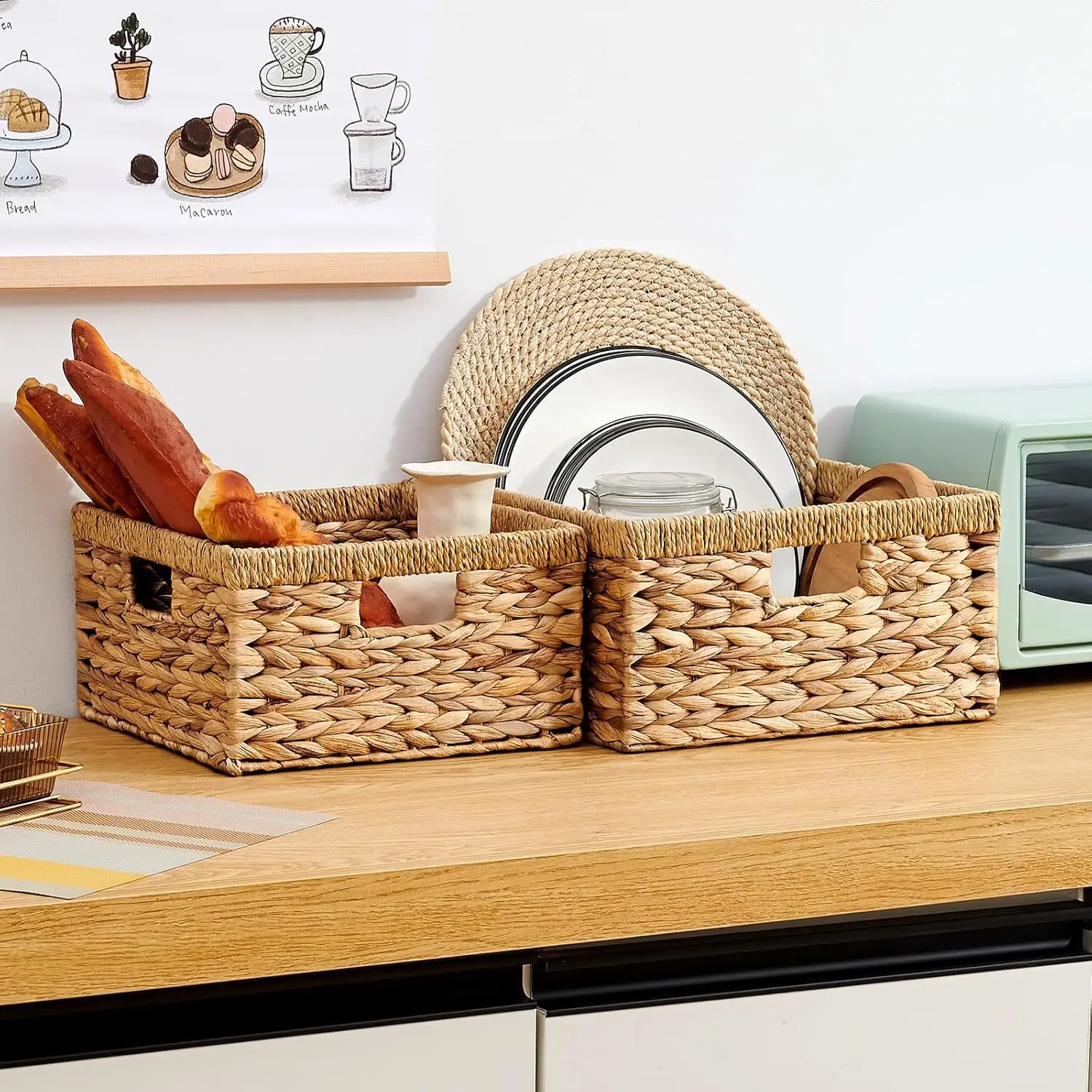 

Decorative Storage Baskets Multipurpose Nesting Countertop Baskets for Shelves Kitchen Organizers Pantry Bathroom Toilet Closet