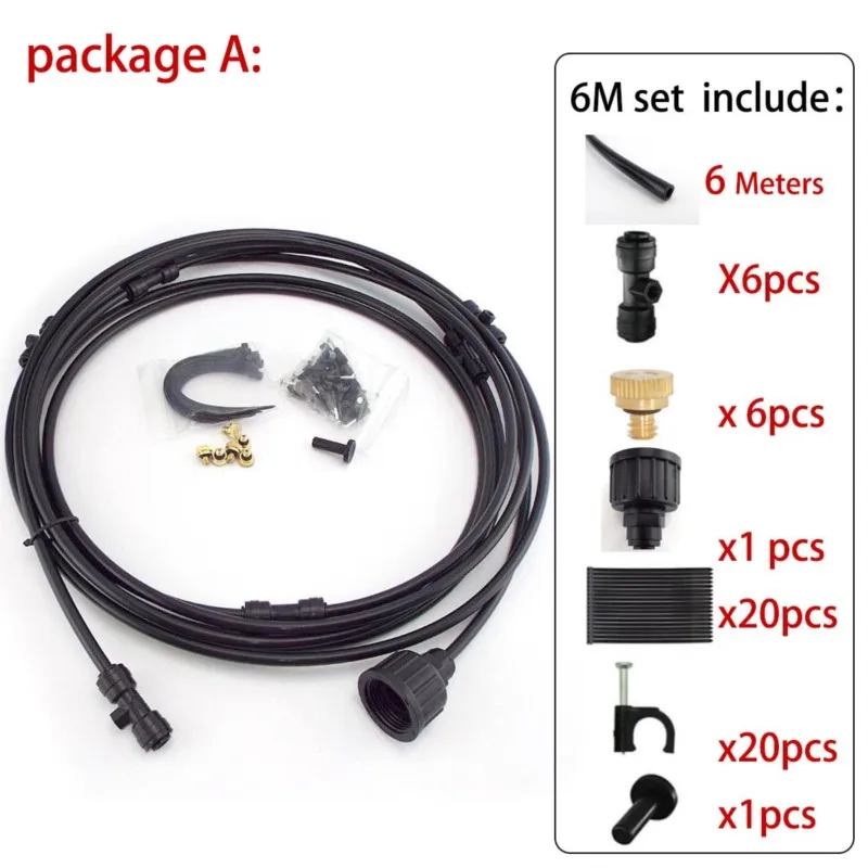 6/10/20M Water Irrigation Garden Watering Misting Cooling Kits Sprayer System DIY Mist Sprinkler Greenhouse yard Garden Patio E2