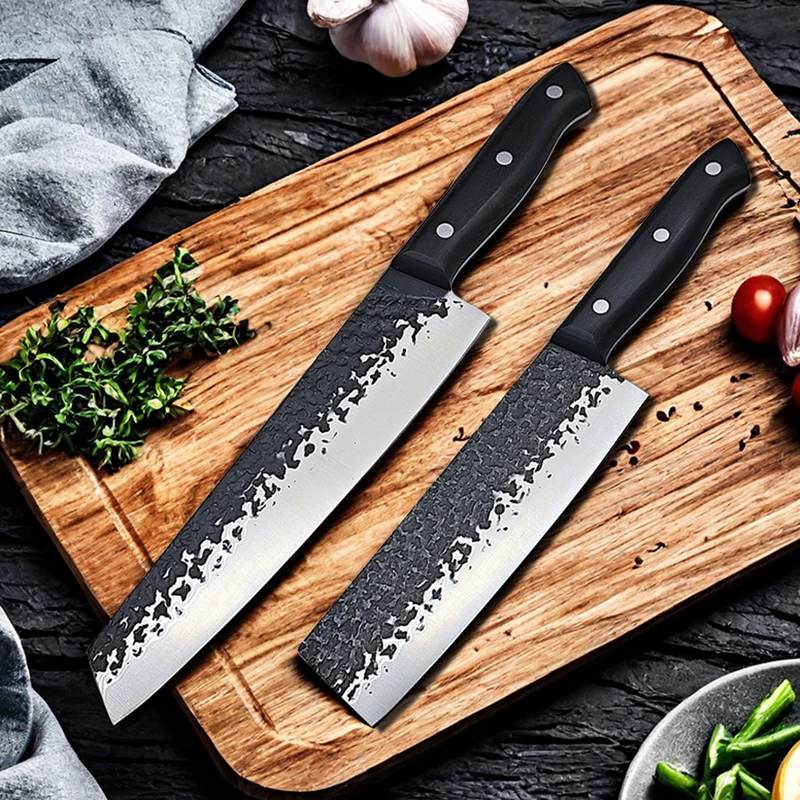 Japanese Chef Knife Handmade Forged Full Tang Kitchen Cleaver Meat Slicing Filleting Wood Handle Cooking Cutter Sushi Knife