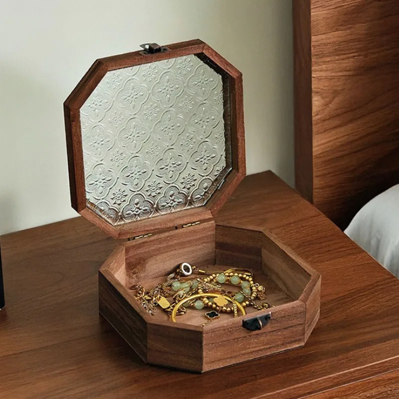 

Wooden Jewelry Box Flip Cover Bracelets Necklace Organizer Cases Cosmetic Trinket Storage Boxes Large Capacity Jewellery Boxes