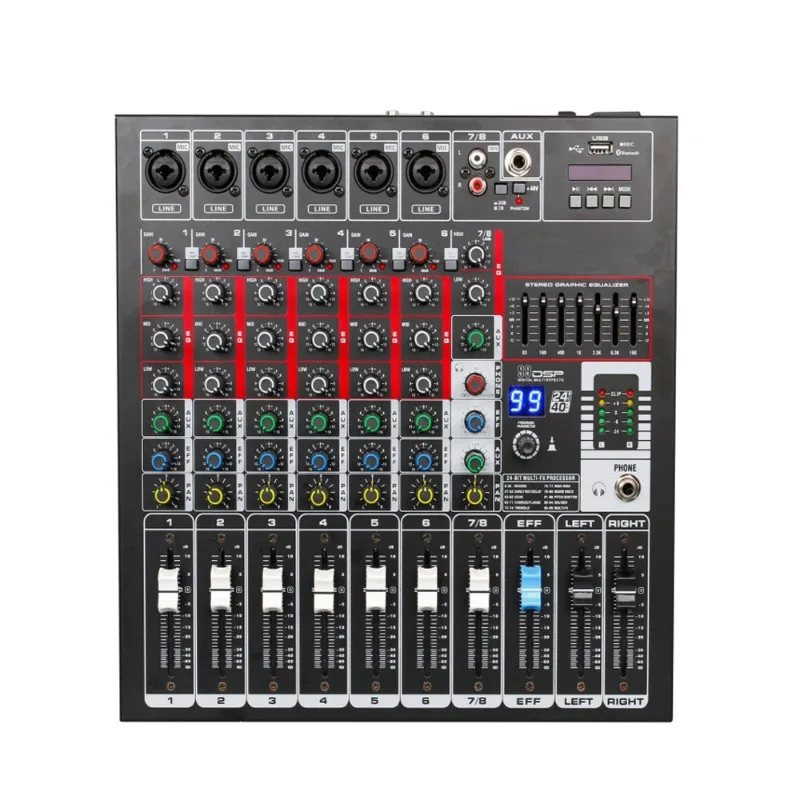 Multifunctional Mixer with MP3 Player Function, Professional Audio Mixing Console for DJ Show and Stage Performance