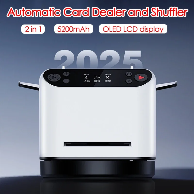 

360° Rotating Automatic Card Dealer Shuffler 2 in 1 Playing Cards Shuffling Dealing Machine Portable Party Games Poker Device