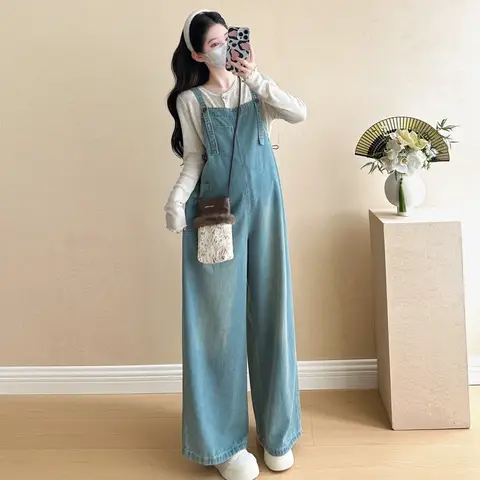 Spring Maternity Denim Trousers Plus Size Fashion Pregnant Woman Jumpsuits Long Loose Pregnancy Rompers Jeans Pregnancy Overalls
