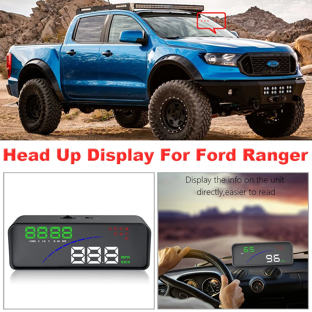 

Head Up Display For Ford Ranger 2012-2019 2020 Car HUD Auto Electronic Accessories Projector Windshield OBD/OBD2 Plug & Play