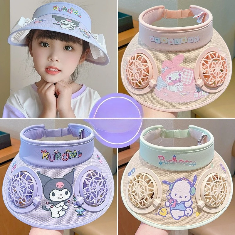 

Miniso Children's Kulomi with Fan Sun Protection Hat Boys and Girls Sky Top Hat Summer Sanrio Little Girl Sun Hat