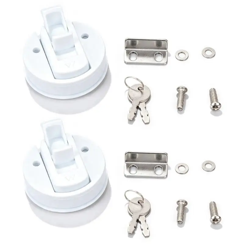 Deck Access Lock Hardware for Marine Floor Covers, 2 Pack Keyed Nylon Flush Panel Set with Pull Handle and Keys