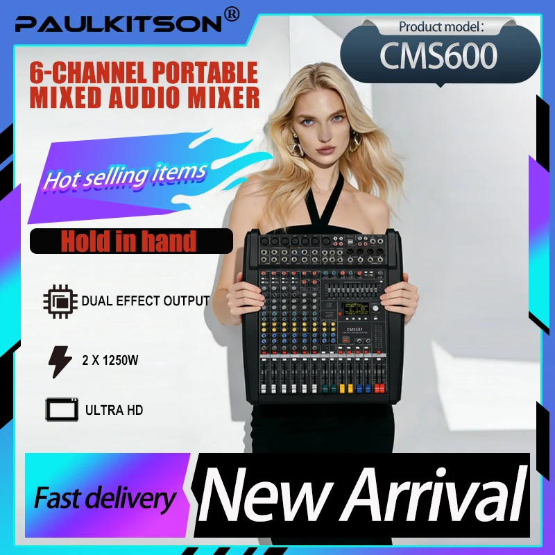

Paulkitson Cms600-3 Mixer Professional Audio Mixing Console With 99 Types Of Dual Reverberation Effects Stage Dynacord Mixer