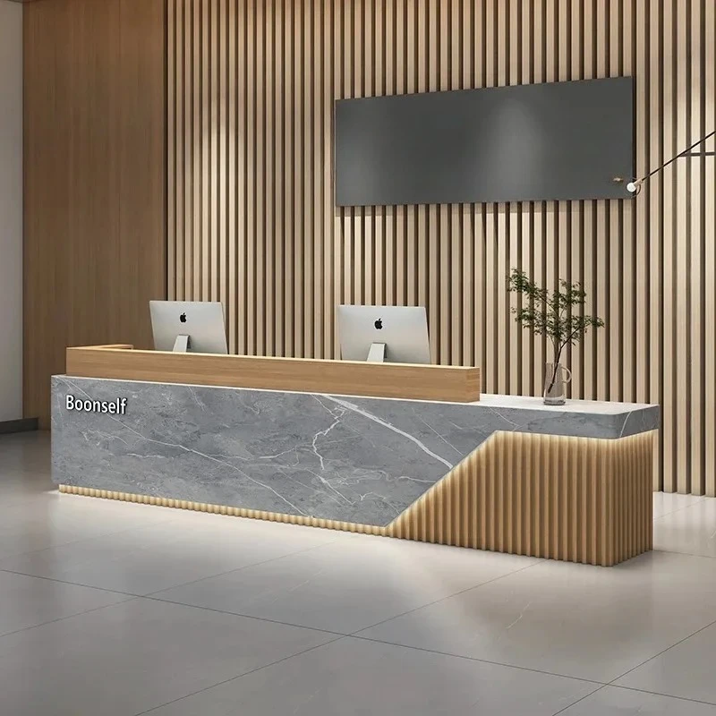 

Стойка регистрации компании, современный китайский дизайн, коммерческий изогнутый рабочий стол для взрослых, промышленная офисная офисная мебель