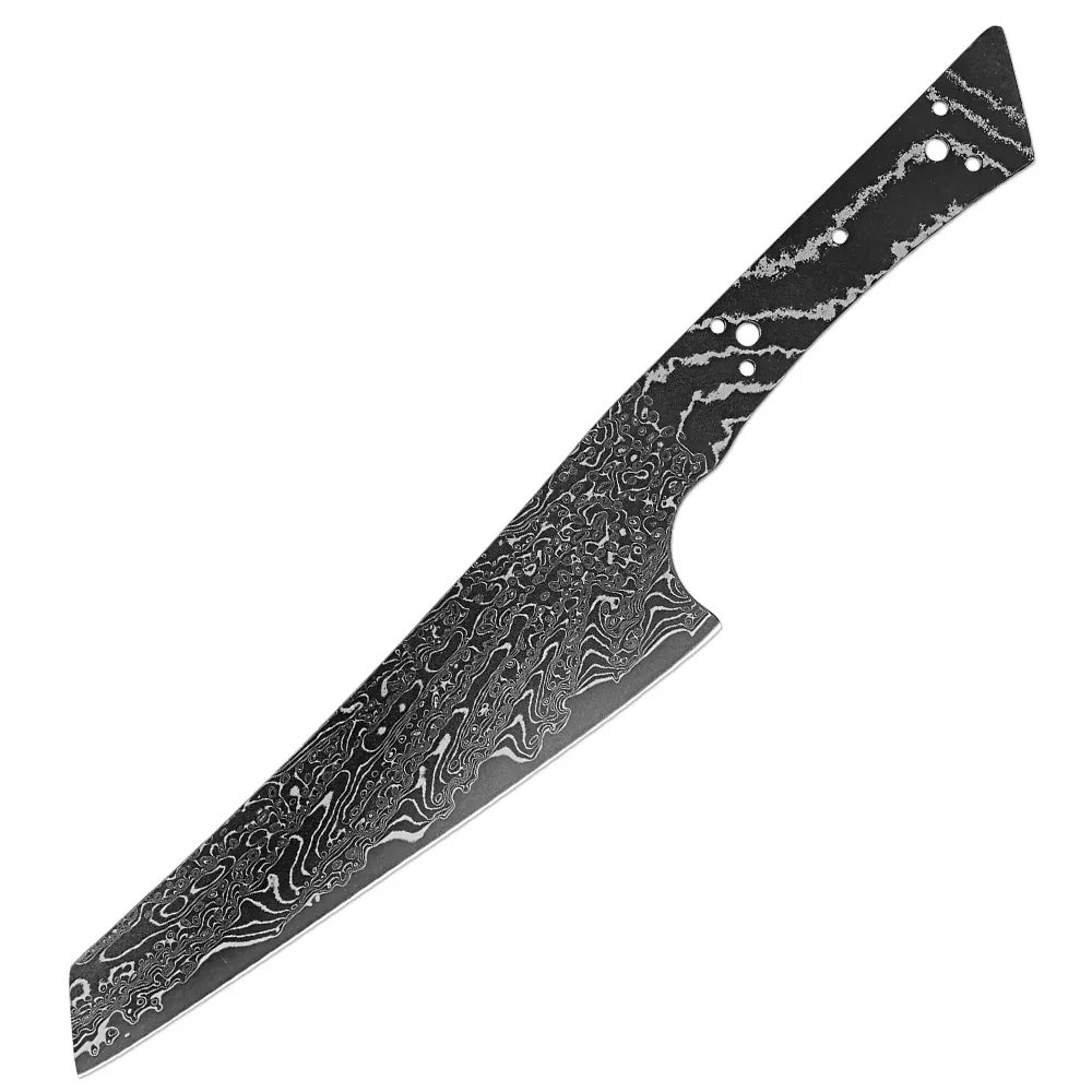 

Japanese Kiritsuke Knife Black Blade Damascus Steel Blanks Blade Hand Forged Heat-treated Sharp Blade edges Knife Making Supply