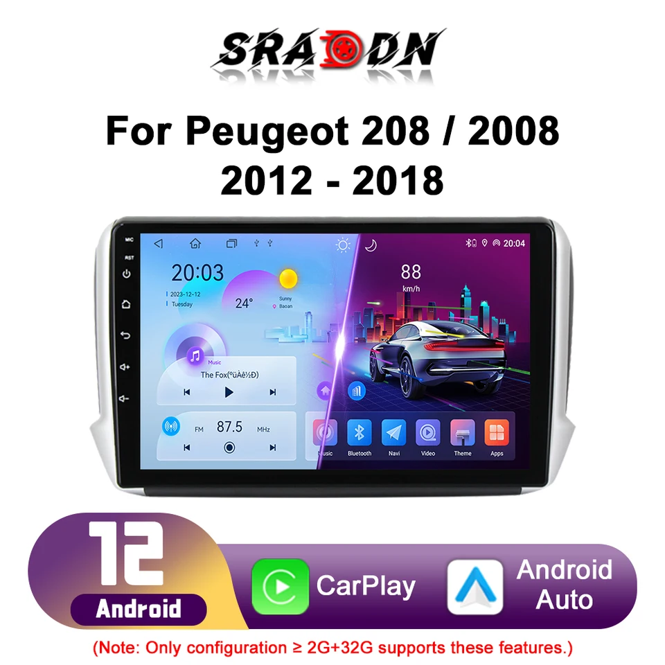 プジョー2008 Androidカーラジオ 10.1インチ タッチスクリーン