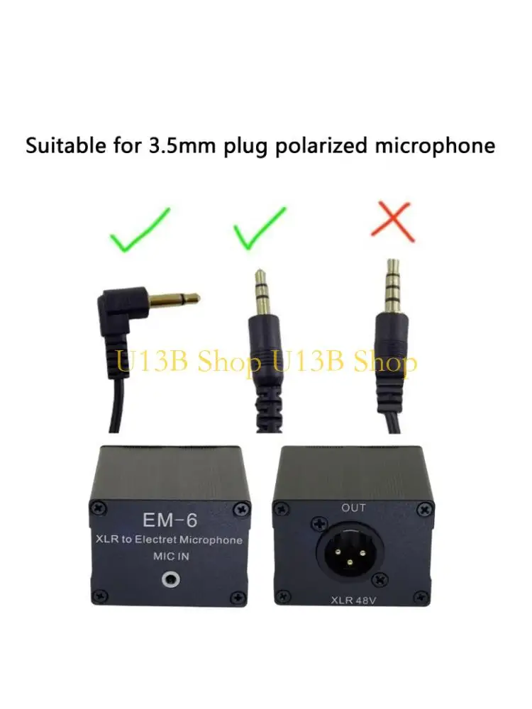 

U13B Студийный класс XLR на 3,5 мм электретный микрофонный конвертер Алюминиевая конструкция для четкого захвата и голоса