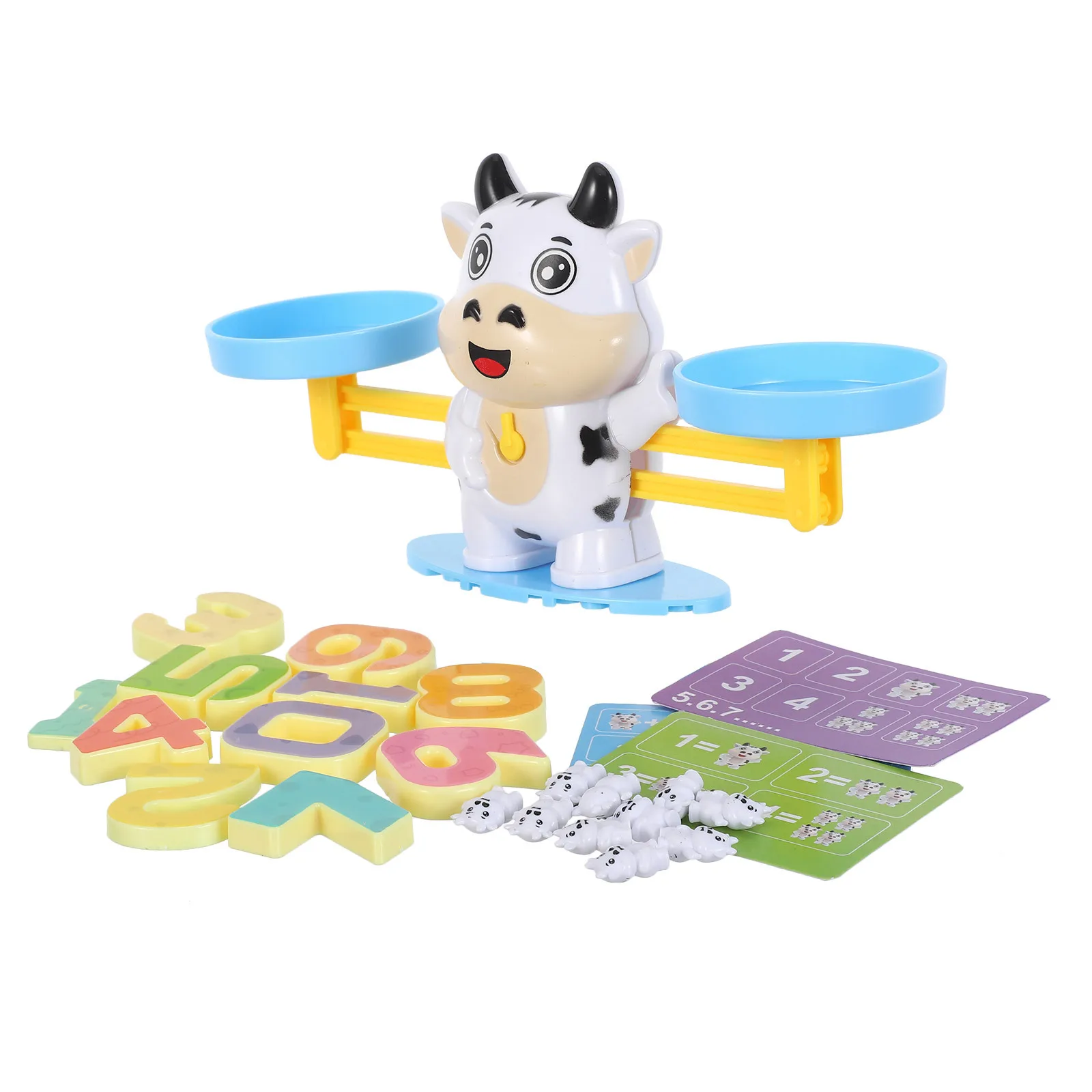 مجموعة مقياس ميزان الرياضيات البقرة، لعبة عد أرقام مونتيسوري، لعبة تعليمية لمرحلة ما قبل المدرسة ورياض الأطفال، واللوازم التعليمية