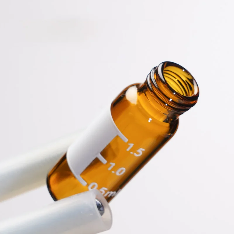 100pcs/lot 1.5/2ml Glass Sample Bottle Chromatography Headspace Sampling Vial Socket Snap Clamp Type Sample Injection Bottle