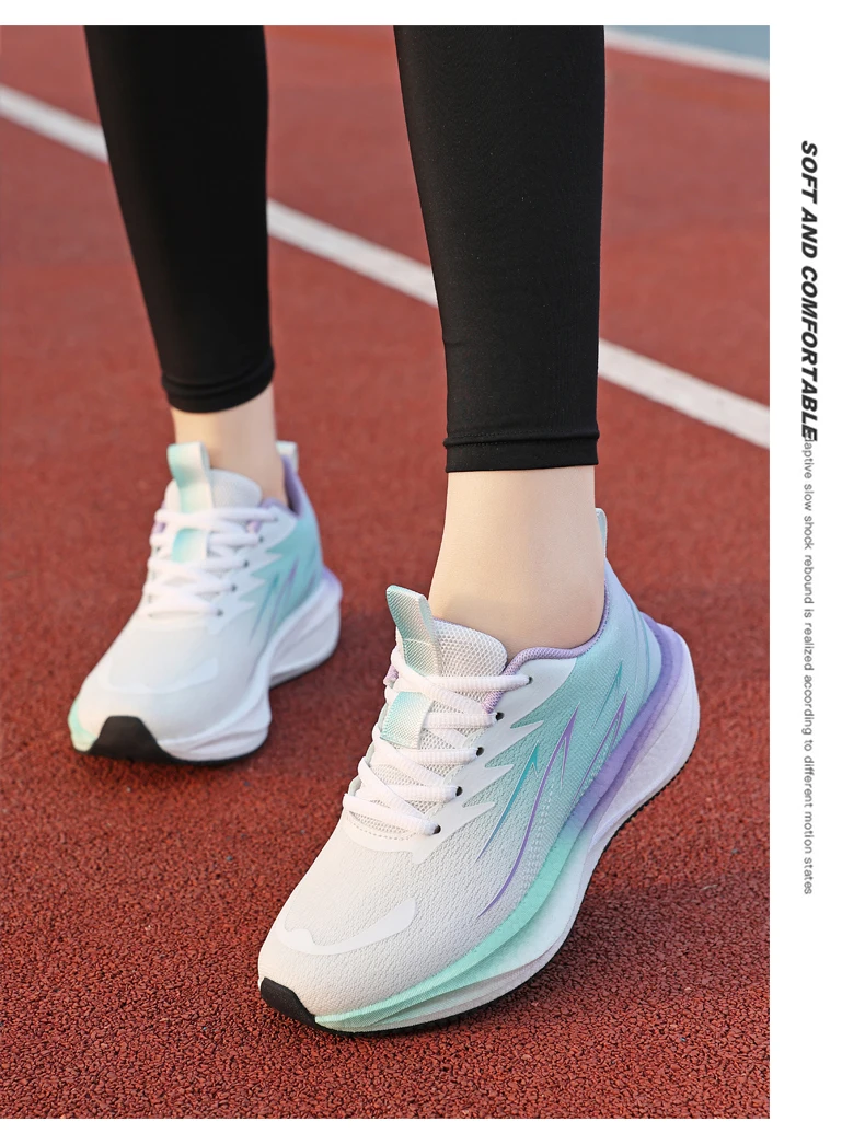 Atmungsaktive Damen-Laufschuhe, modische, lässige Schnür-Sneaker, weiß, leicht, bequem, für Outdoor-Sportarten – Detail 13