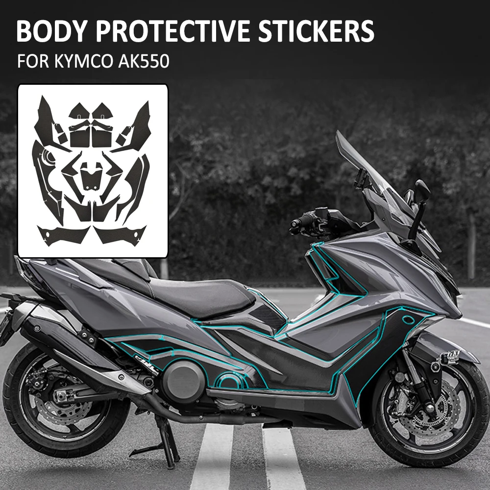 For Kymco AK550 AK 550 NEW Motorcycle Body Anti Scratch Rubber Carbon Fiber Pattern Decorative Protective Decal Sticker Pad